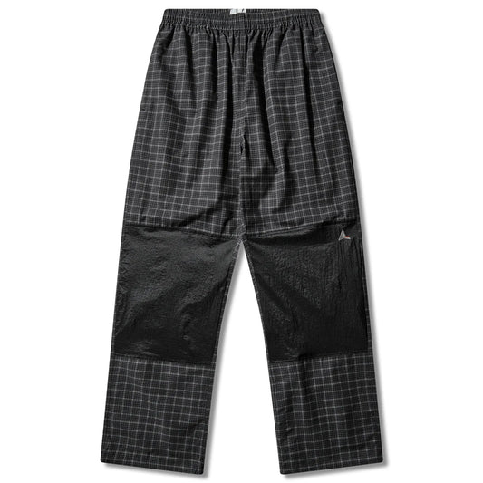 ROA Aair Floweave Printed Check Elasticated Waistband Pants Anthracite フロントデザイン パンツ 全体ビュー