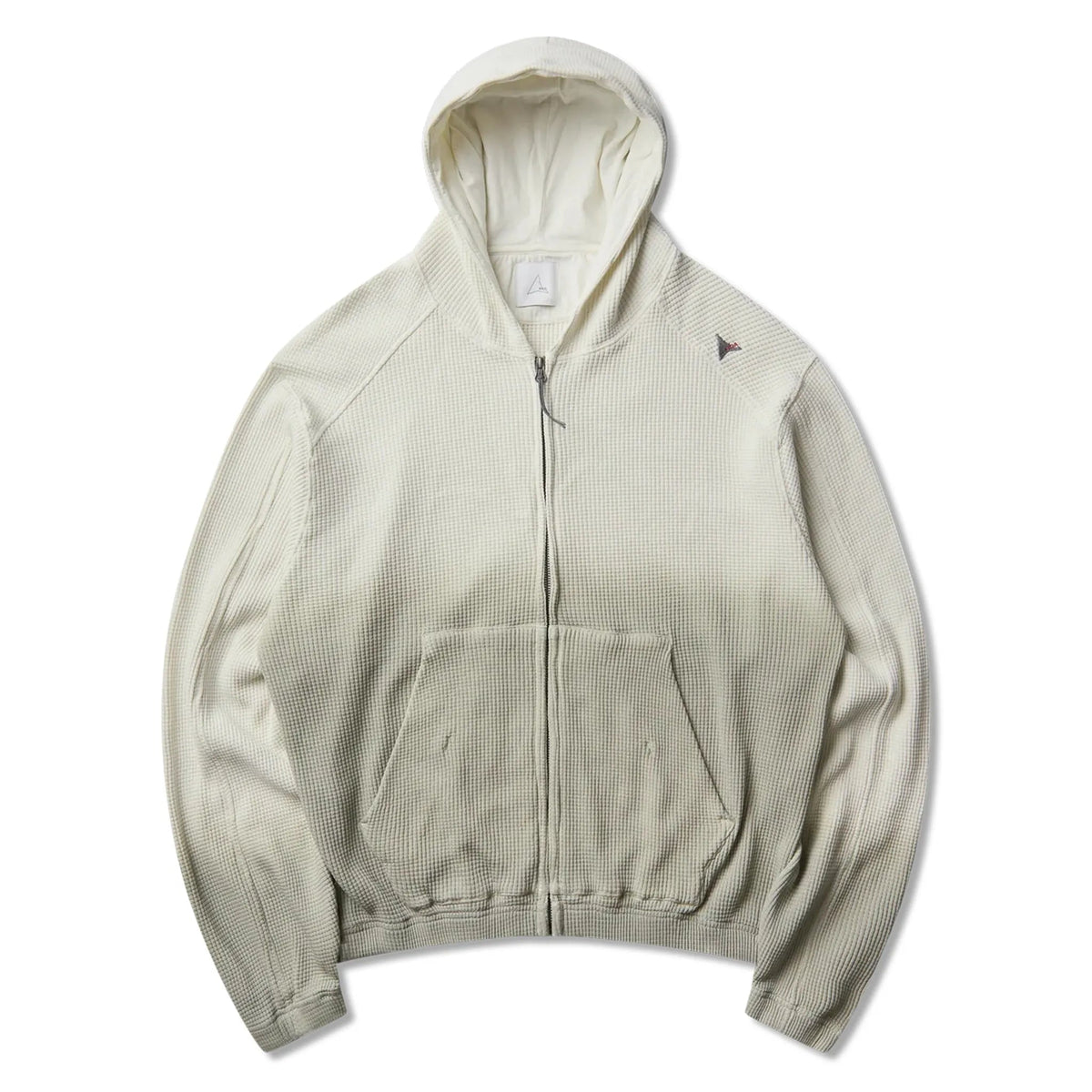 ROA BEE Sun Faded Organic Waffle Zip Up Hoodie Dirty White 商品画像 正面