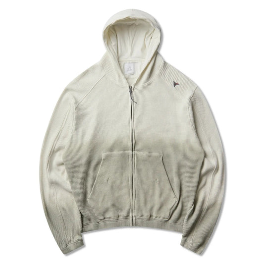 ROA BEE Sun Faded Organic Waffle Zip Up Hoodie Dirty White 商品画像 正面