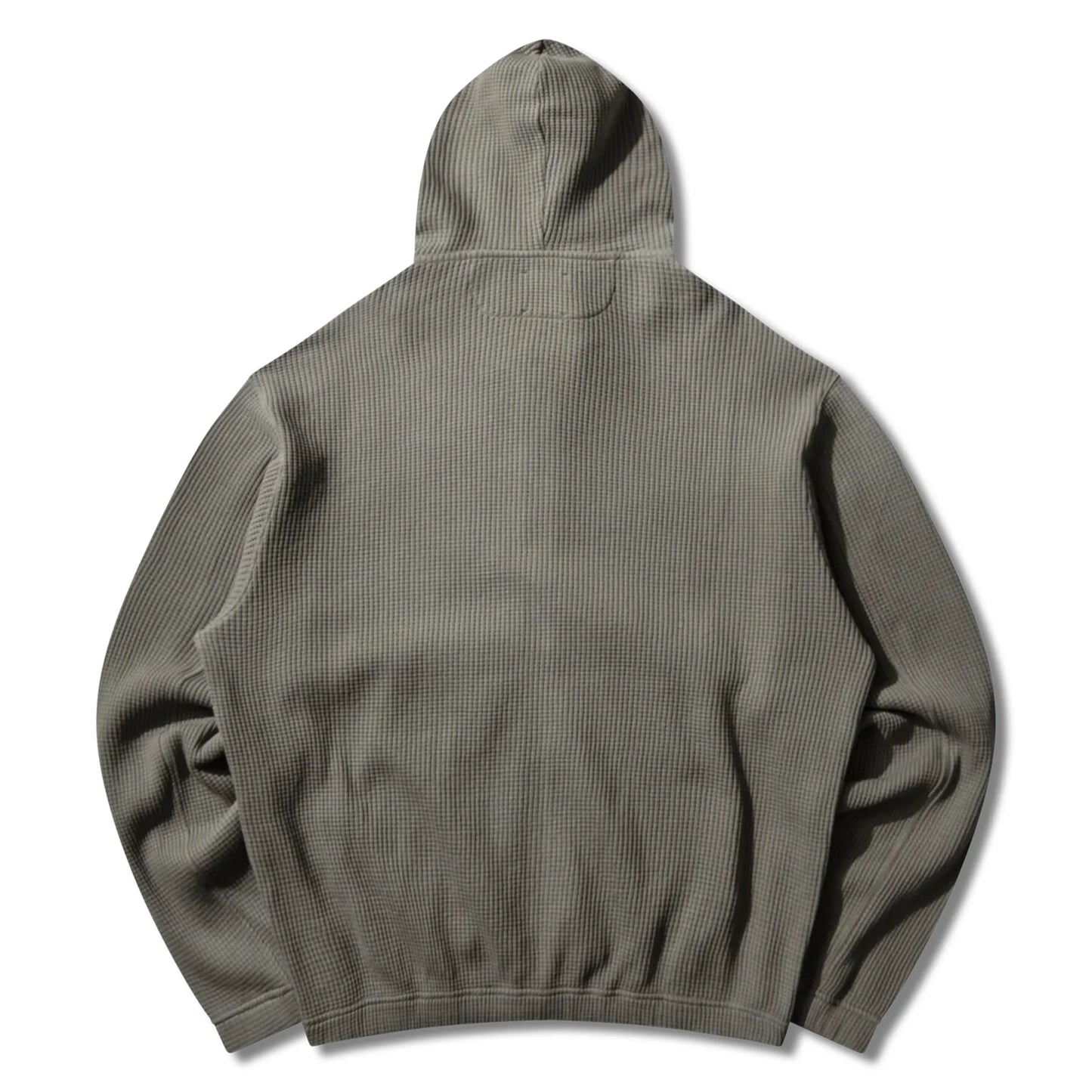 ROA BEE Sun Faded Organic Waffle Zip Up Hoodie Grey バックシルエット 背面デザイン