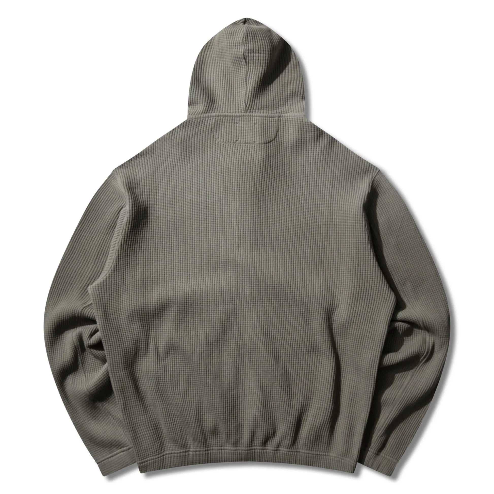 ROA BEE Sun Faded Organic Waffle Zip Up Hoodie Grey バックシルエット 背面デザイン
