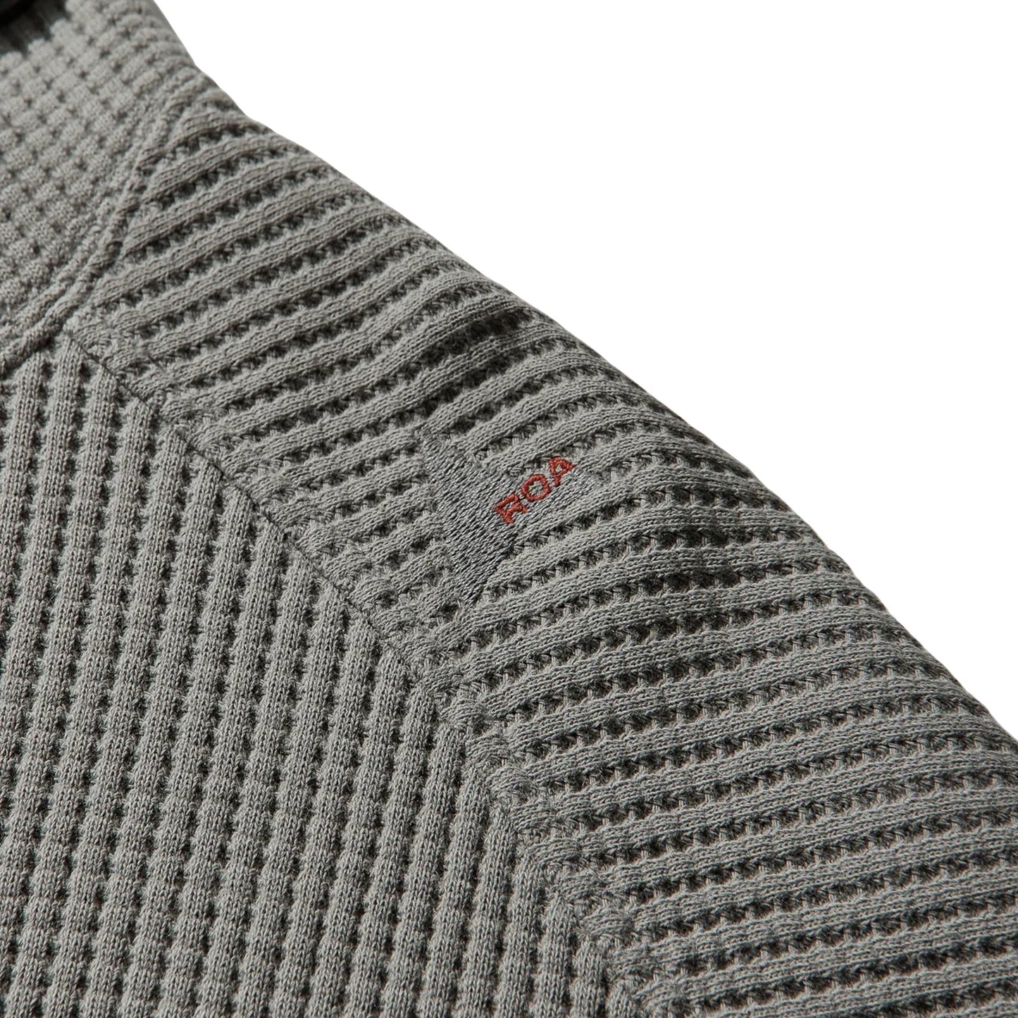 ROA BEE Sun Faded Organic Waffle Zip Up Hoodie Grey ロゴディテール 刺繍仕様