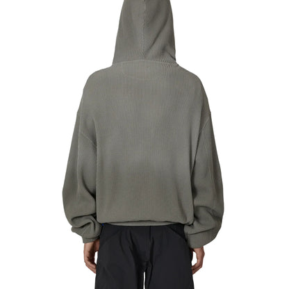 ROA BEE Sun Faded Organic Waffle Zip Up Hoodie Grey 着用イメージ バックシルエット