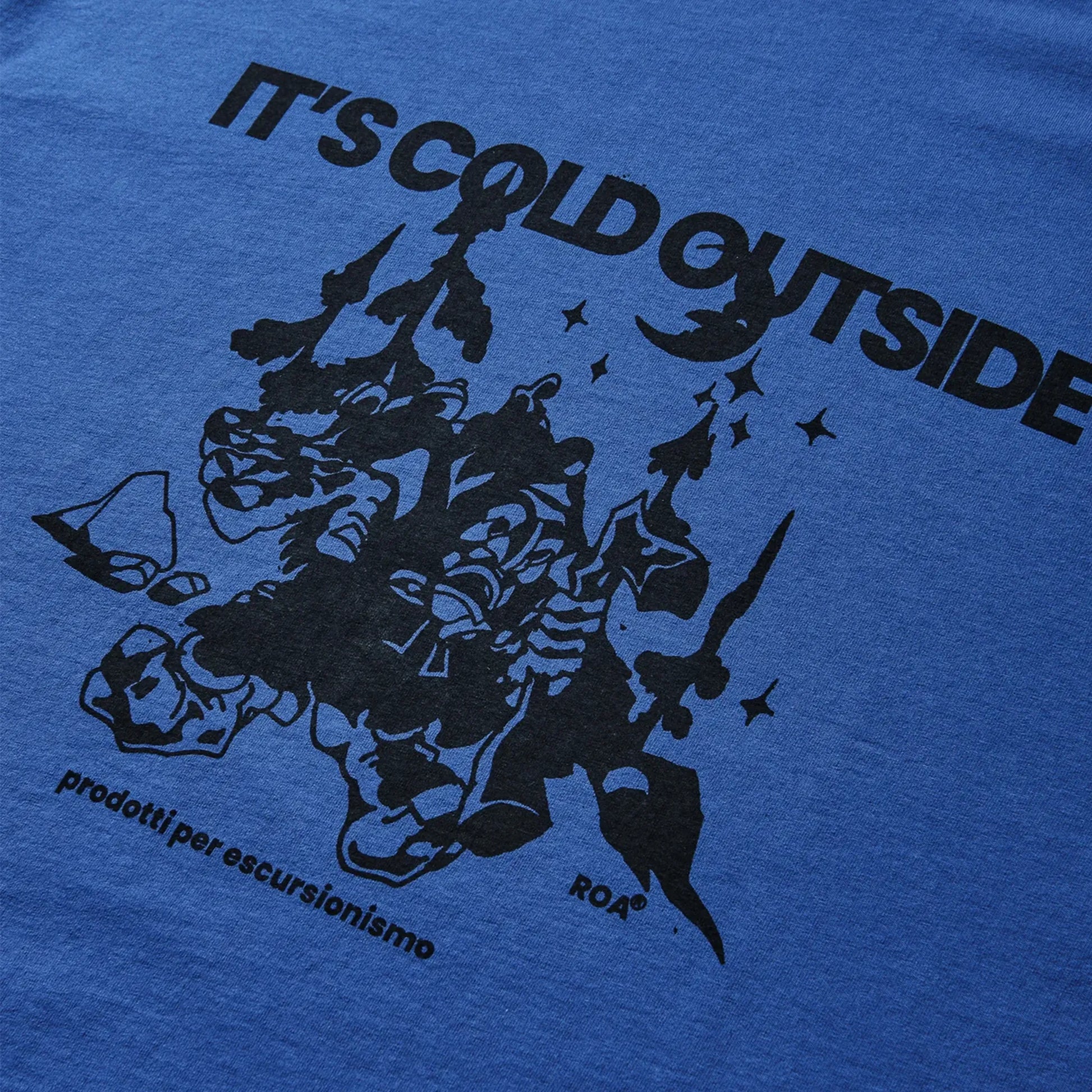 ROA Cold T-Shirt Blue フロントグラフィックデザイン プリント仕様