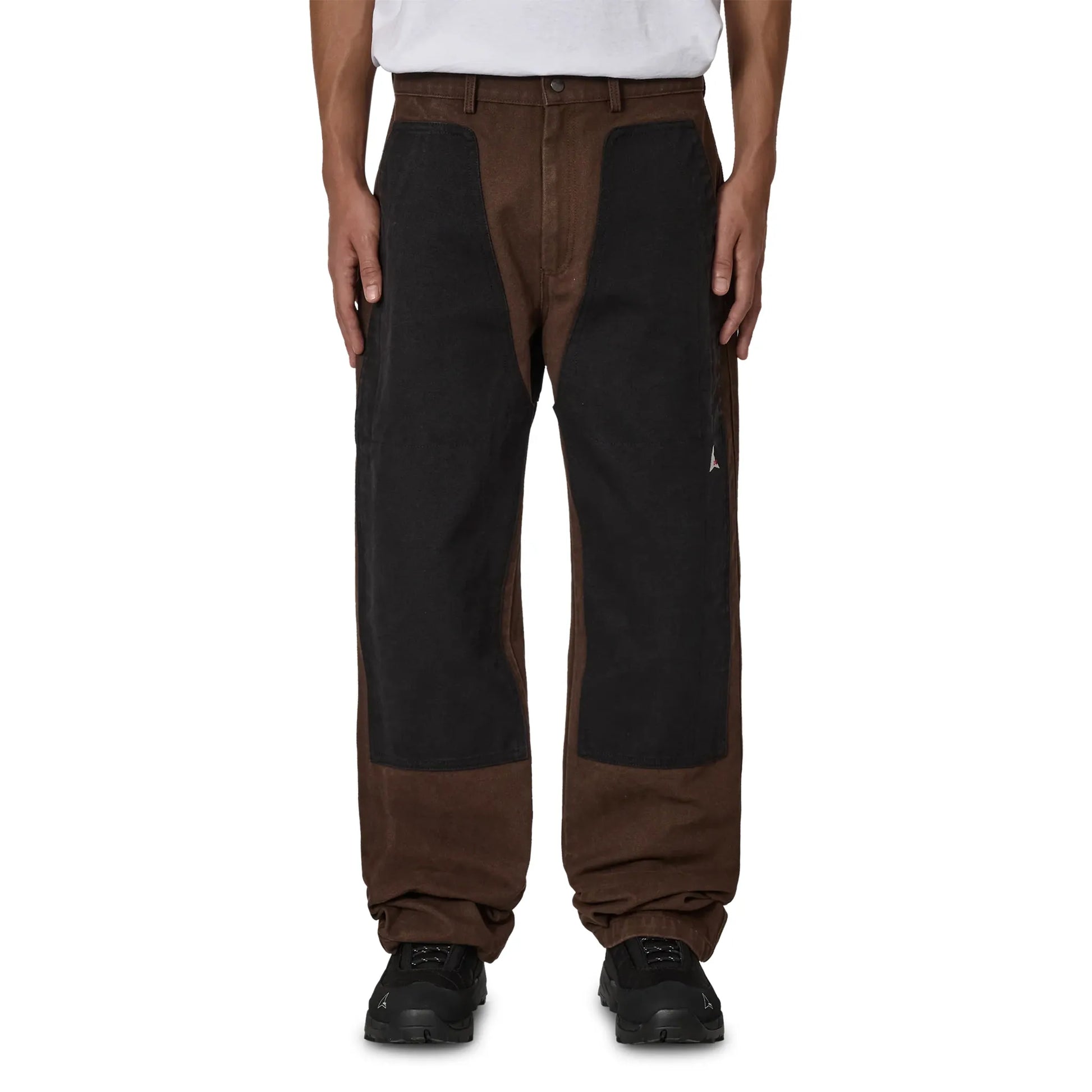 ROA FOMES Double Knee Washed Canvas Pant Dark Brown Black 着用イメージ 正面