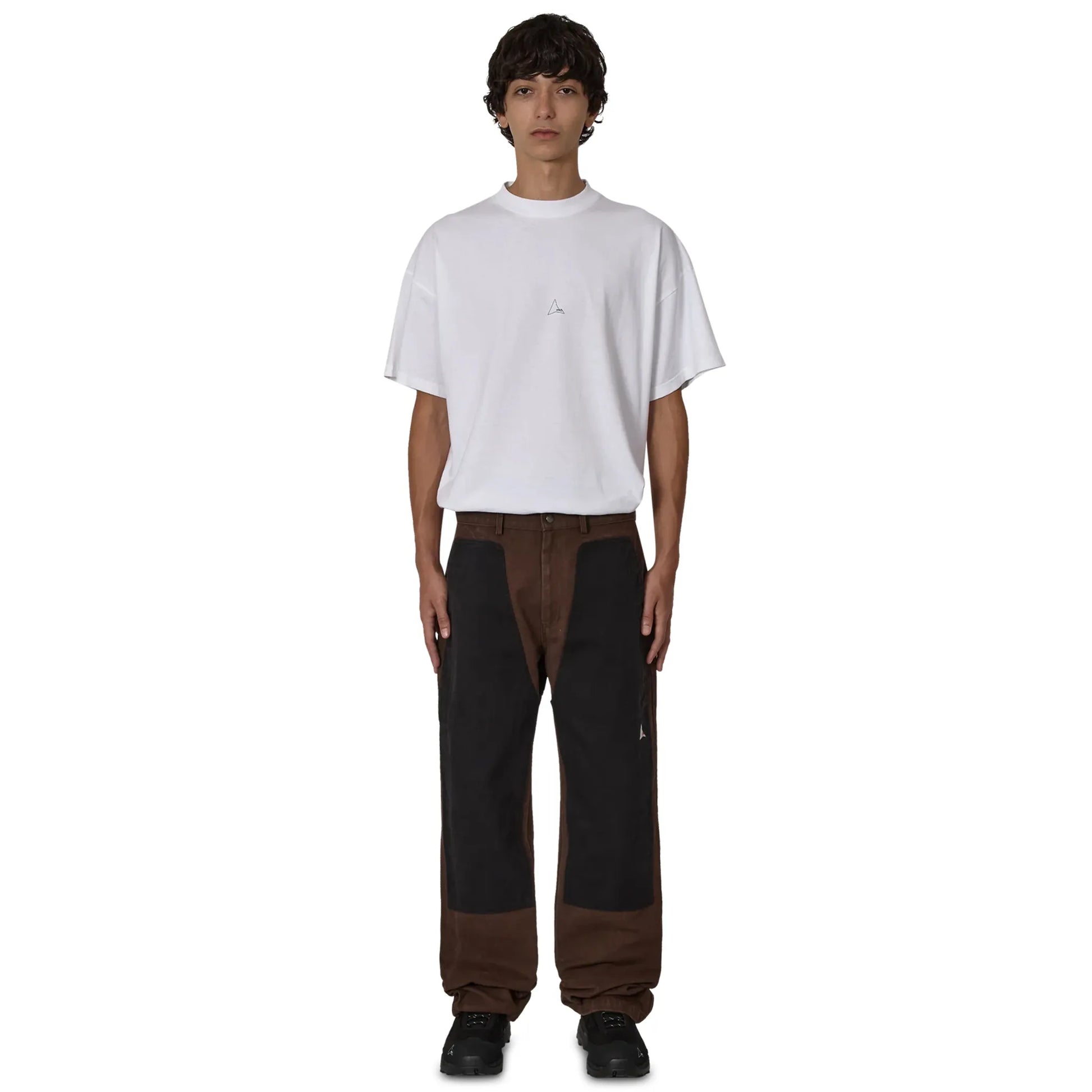 ROA FOMES Double Knee Washed Canvas Pant Dark Brown Black 着用イメージ 全身スタイリング