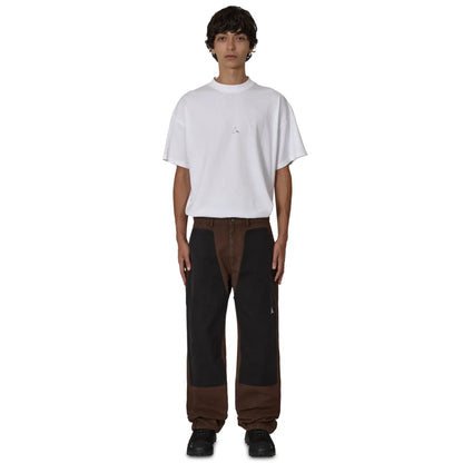 ROA FOMES Double Knee Washed Canvas Pant Dark Brown Black 着用イメージ 全身スタイリング