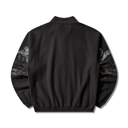 ROA Fai Half Zip Sweater Washed Black 背面シルエット バックデザイン