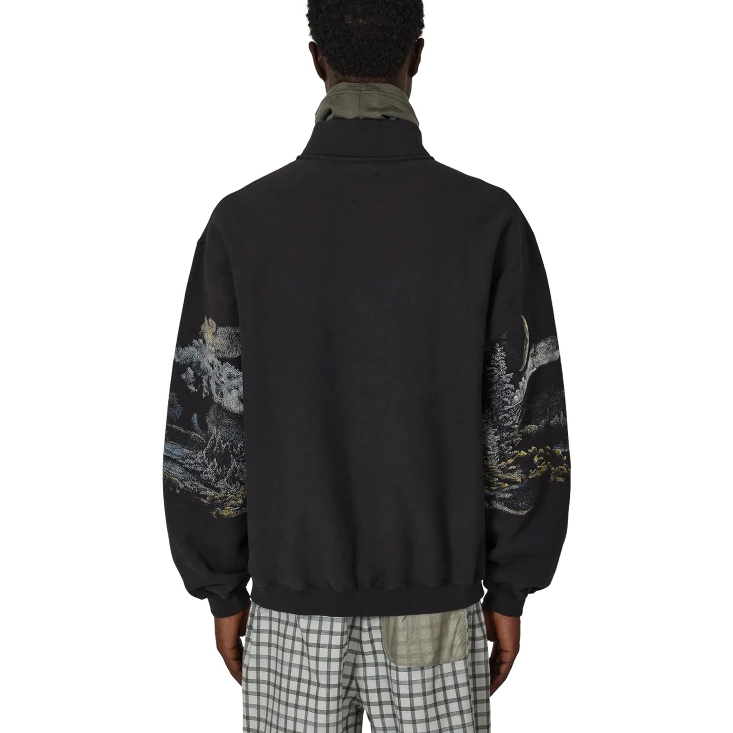 ROA Fai Half Zip Sweater Washed Black バックシルエット 着用イメージ