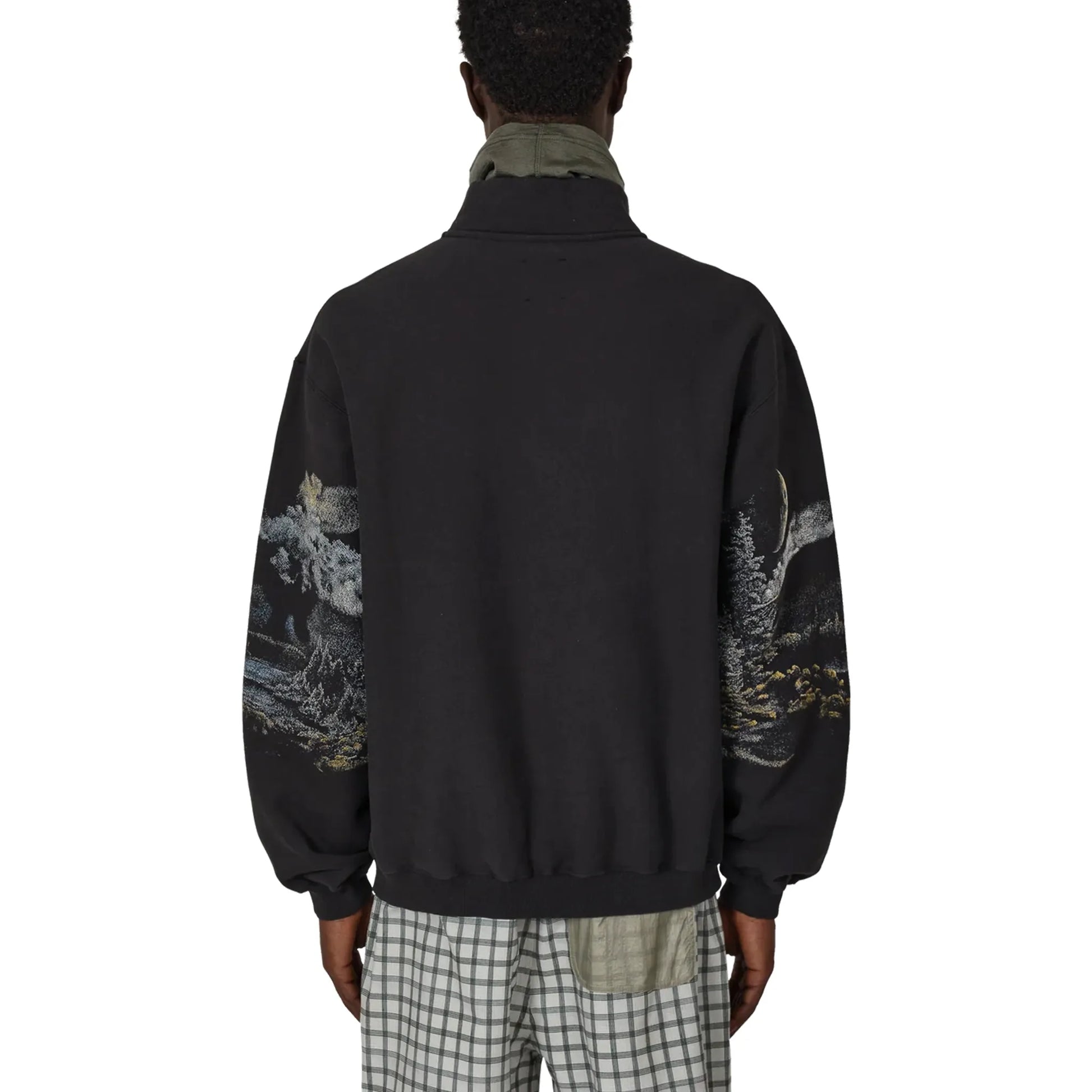ROA Fai Half Zip Sweater Washed Black バックシルエット 着用イメージ