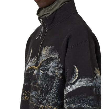 ROA Fai Half Zip Sweater Washed Black サイドシルエット 