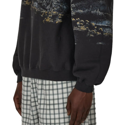 ROA Fai Half Zip Sweater Washed Black 裾シルエット