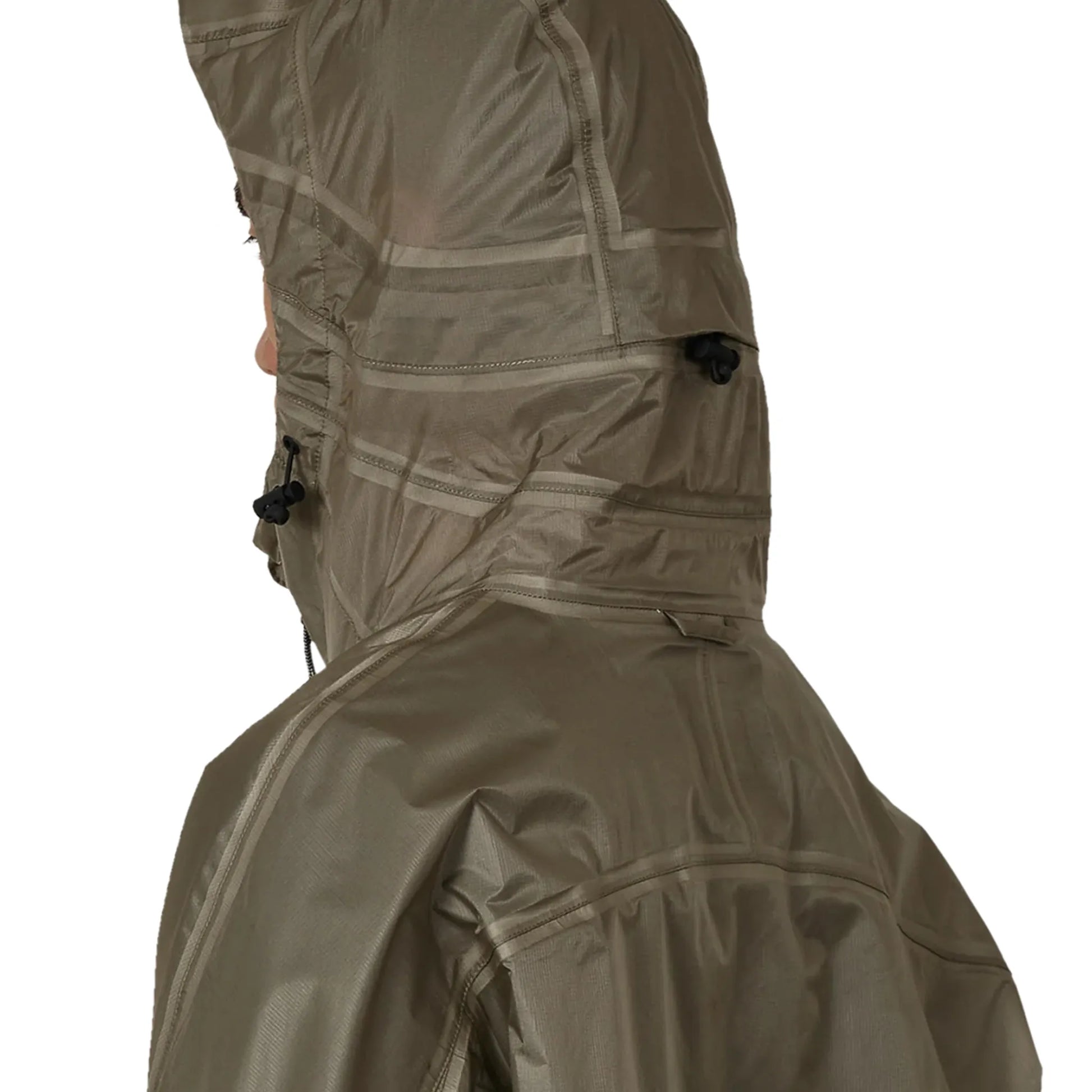 ROA Glasslike 3L 10K Waterproof Jacket Sage Green フード背面デザイン 背面シルエット
