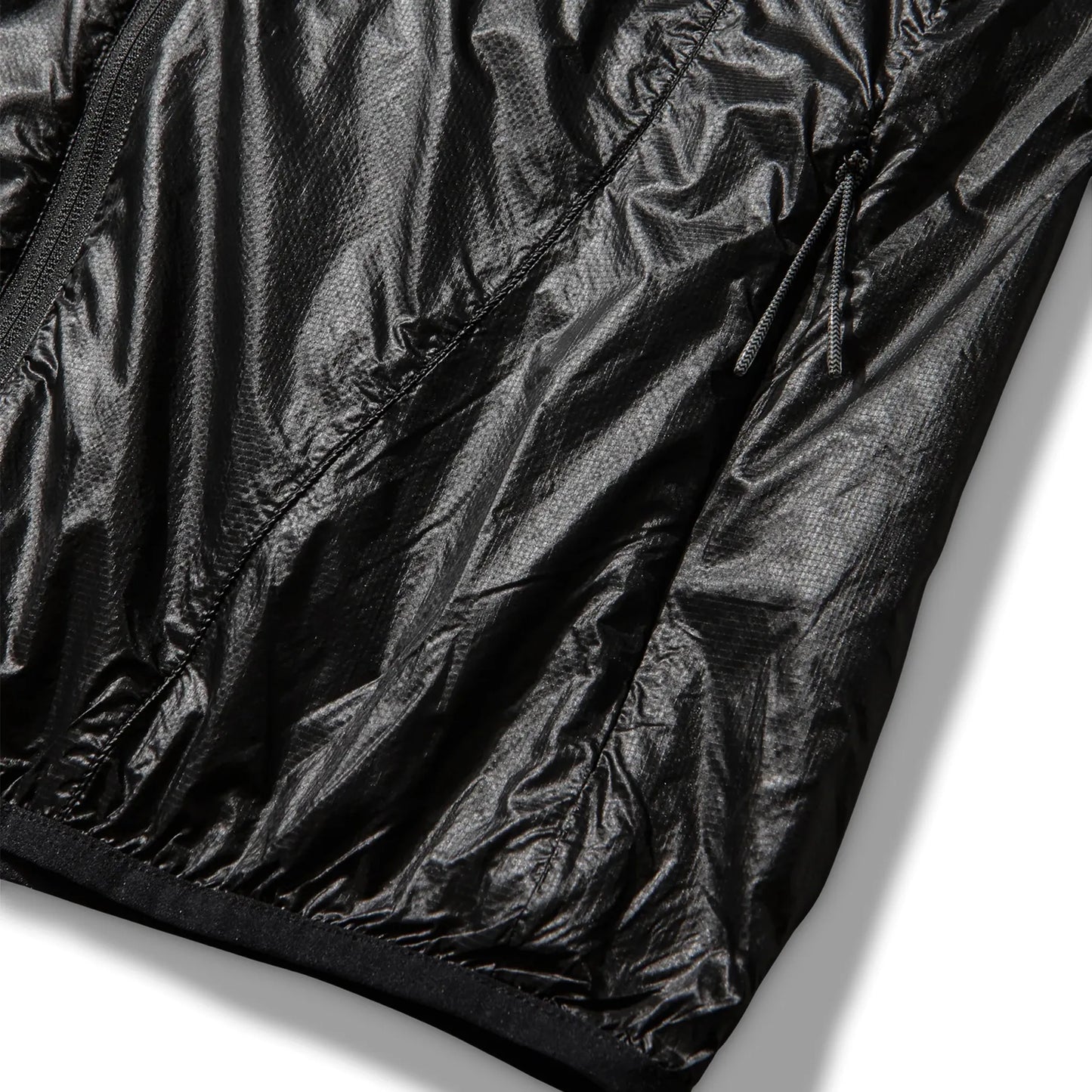 ROA HUE Packable Wind Jacket Black ファスナーディテール 隠しファスナー仕様