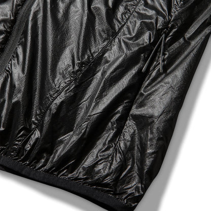 ROA HUE Packable Wind Jacket Black ファスナーディテール 隠しファスナー仕様