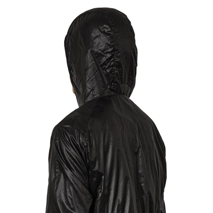 ROA HUE Packable Wind Jacket Black 着用イメージ 背面フード詳細