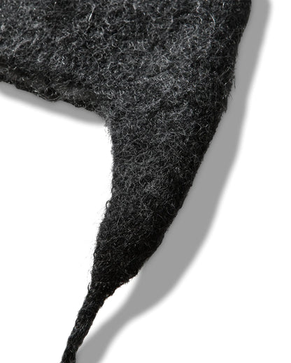 ROA LOGO Mohair Bonnet Beanie Black White モヘアニット生地詳細