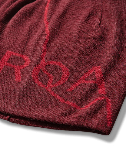 ROA LOGO Wool Beanie Burgundy ロゴ詳細