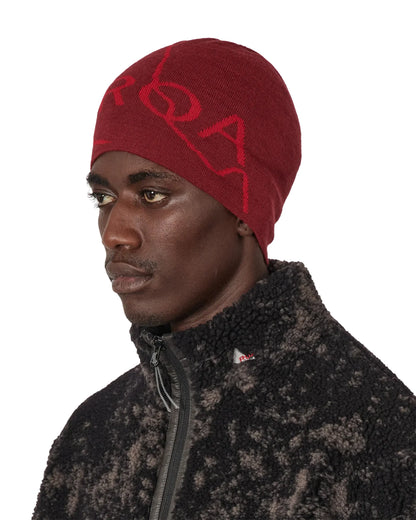 ROA LOGO Wool Beanie Burgundy 着用イメージ 側面