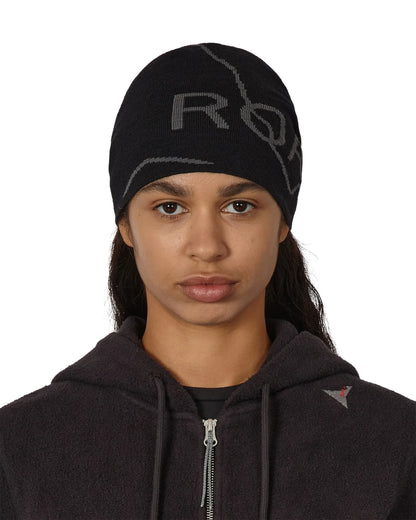 ROA LOGO Wool Beanie Deep Black 着用イメージ 正面