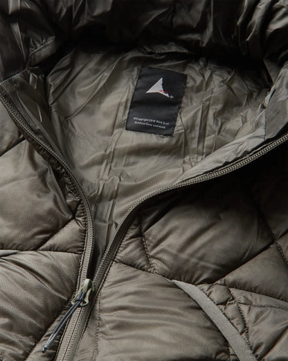 ROA NUNA 800 Fill Power Hooded Down Jacket Sage Green ジップディテール