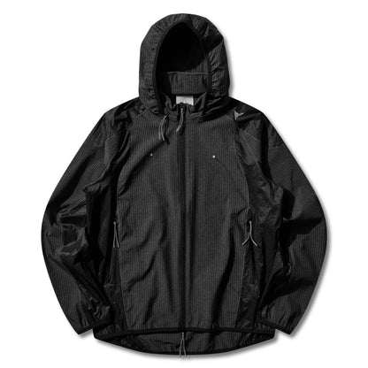 ROA Numb Pinstriped Hooded Wind Jacket Black フロントデザイン 隠しフーディー仕様