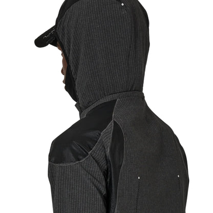 ROA Numb Pinstriped Hooded Wind Jacket Black バックシルエット 隠しフーディー仕様