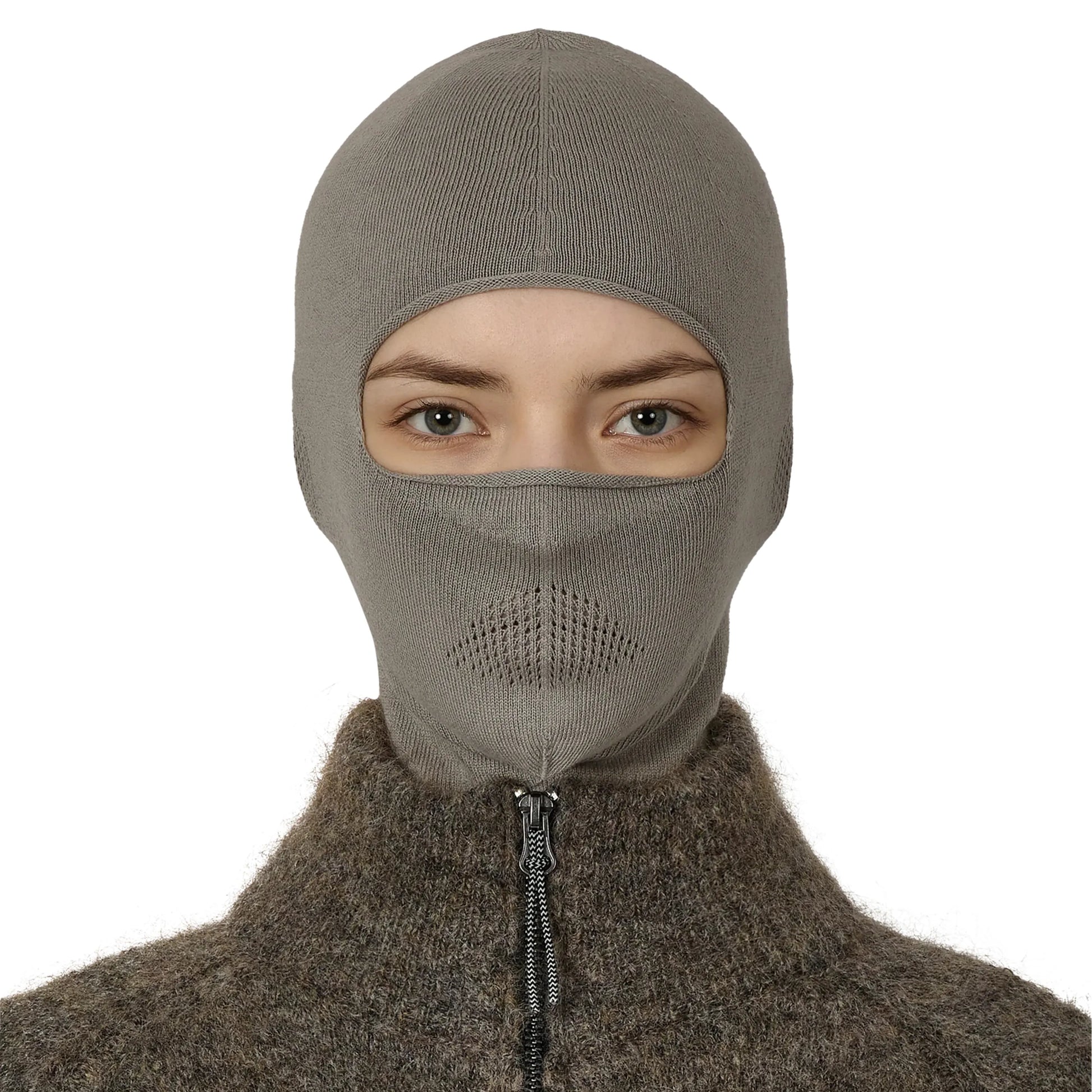 ROA OWL Seamless Biofil® Breathable Balaclava Light Grey 女性着用画像 正面