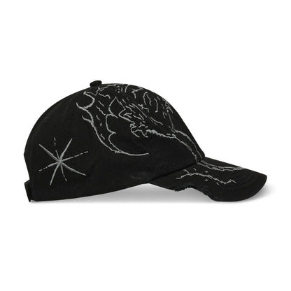 ROA Ryli Embriodered 6 Panel Cap Washed Black サイドシルエット アングル