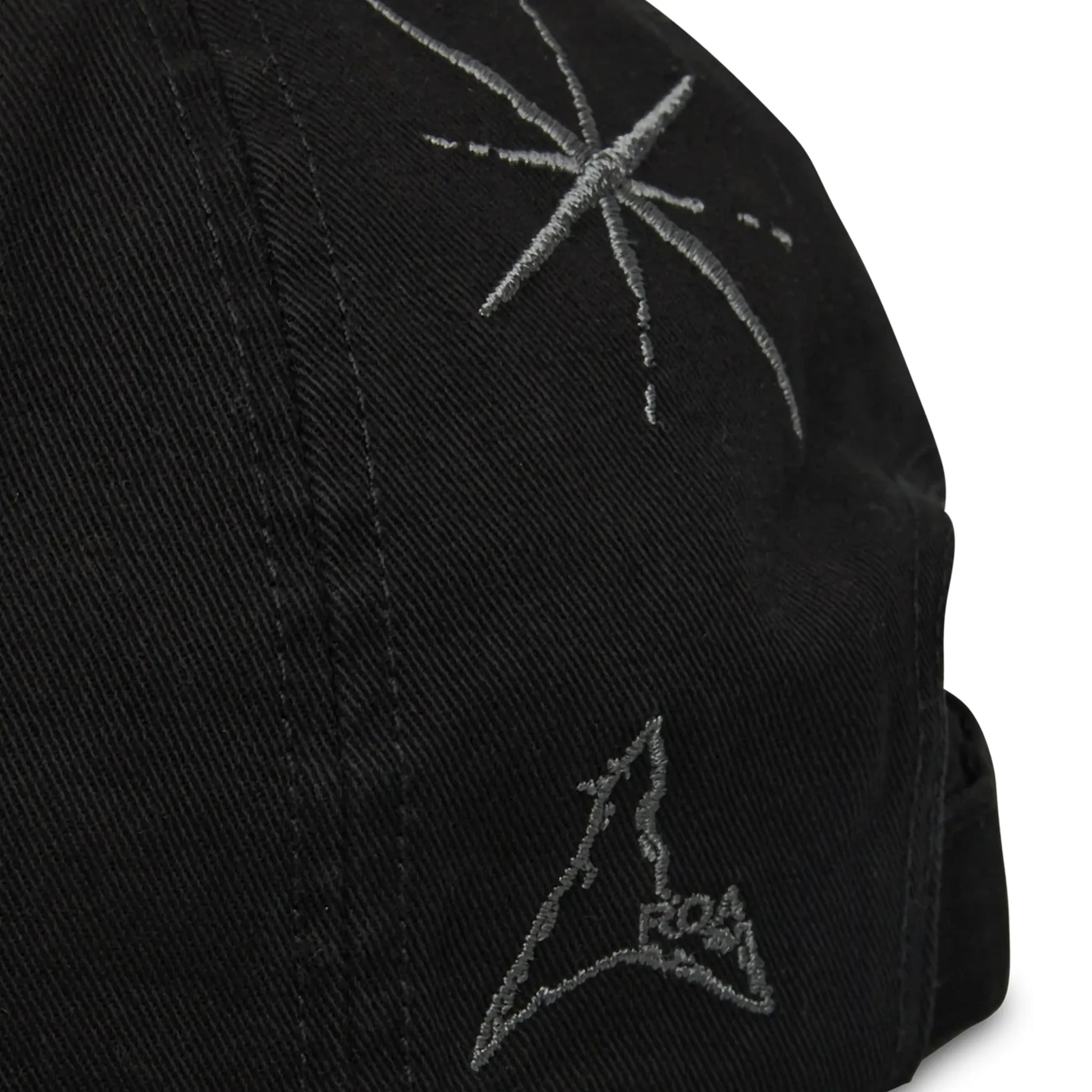 ROA Ryli Embriodered 6 Panel Cap Washed Black ロゴディテール 刺繍仕様