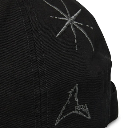 ROA Ryli Embriodered 6 Panel Cap Washed Black ロゴディテール 刺繍仕様