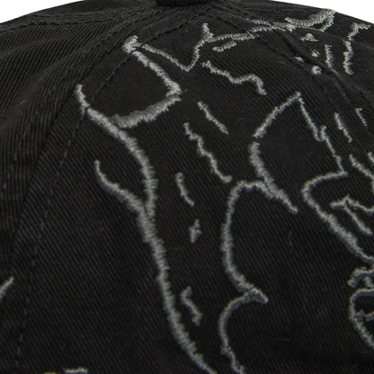 ROA Ryli Embriodered 6 Panel Cap Washed Black 刺繍ディテール