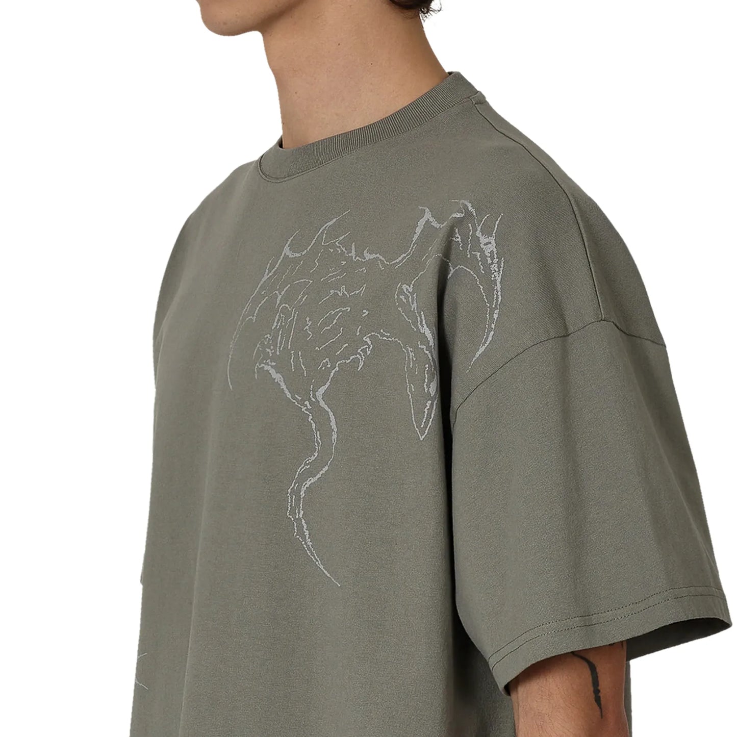 ROA Ryli T-Shirt Grey 肩ディテール グラフィック