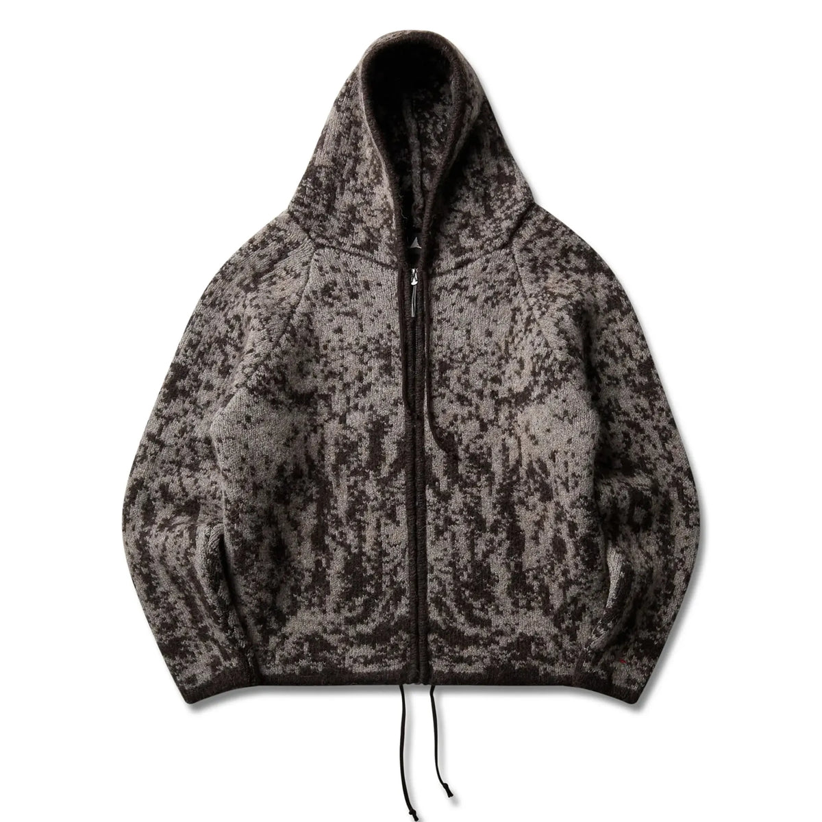 ROA SHRUB Felted Knit Zip Up Fuzzy Brown 商品画像 正面