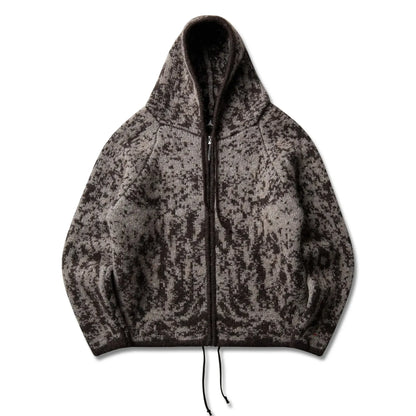 ROA SHRUB Felted Knit Zip Up Fuzzy Brown 商品画像 正面