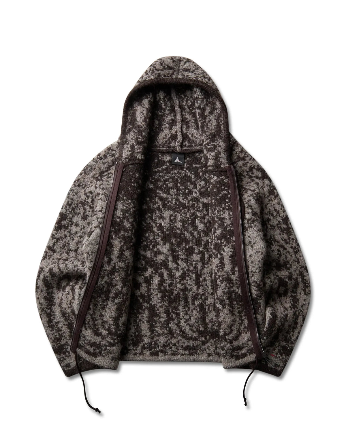 ROA SHRUB Felted Knit Zip Up Fuzzy Brown 商品画像 開口部