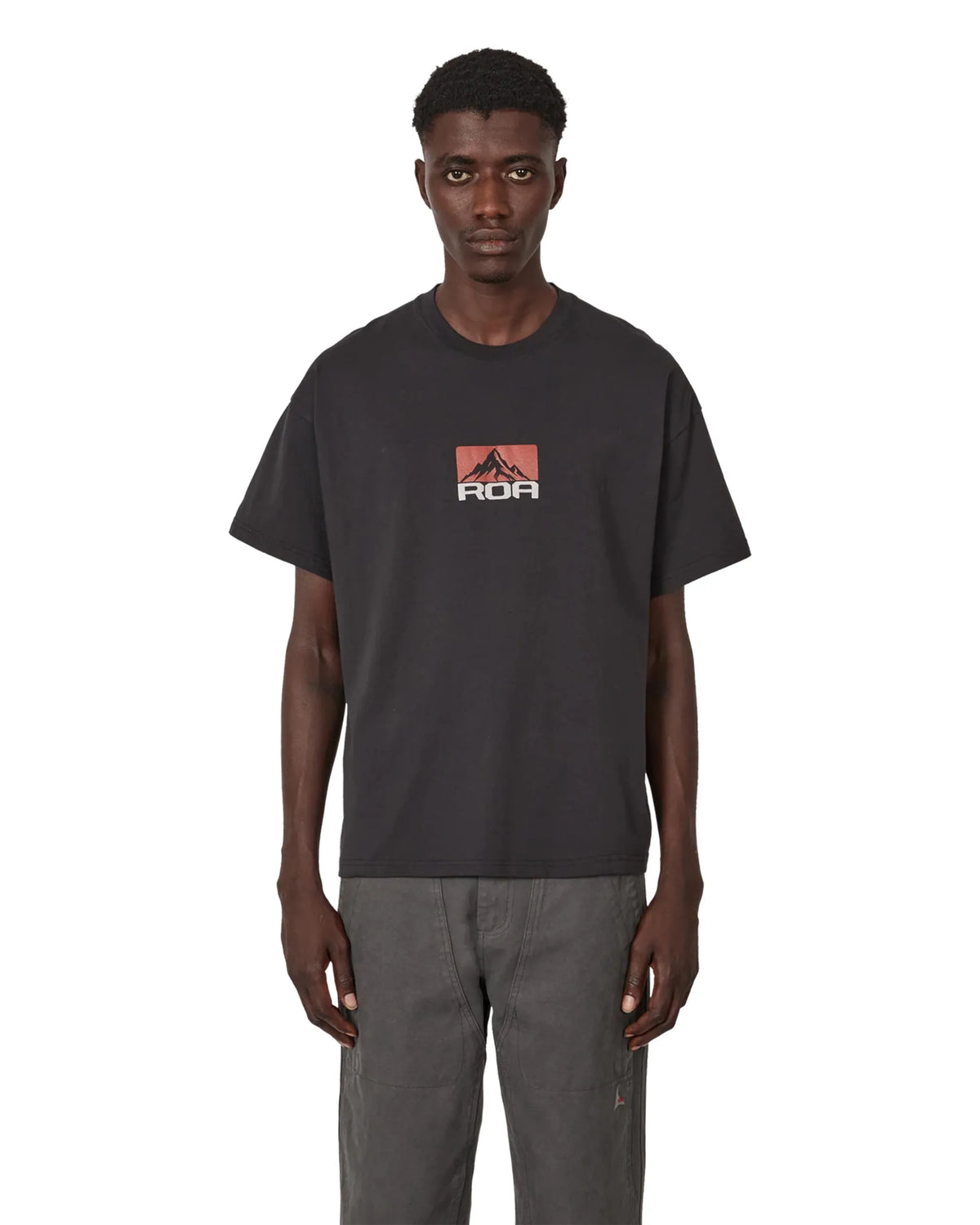 ROA SIGNAL Mountain T-Shirt Washed Black 着用イメージ 正面