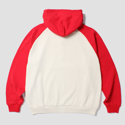 CABARET POVAL Anorak Sweatshirt Red and Off White 背面