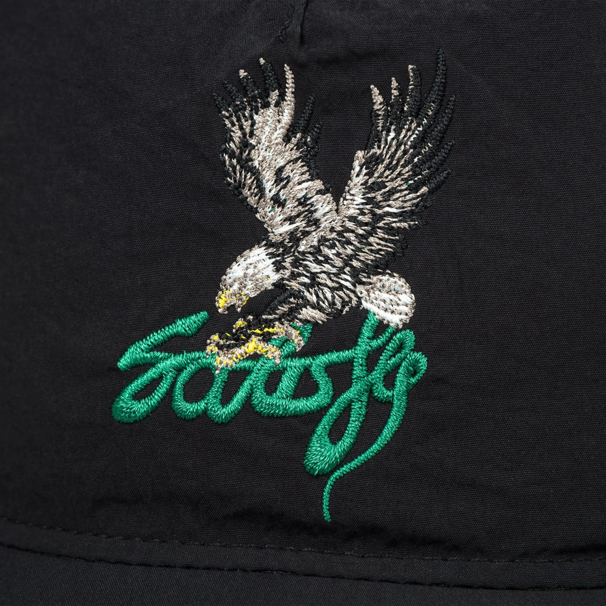SATISFY FliteSilk™ 5 Panel Pinch Cap Black BLACKEAGLE 刺繍詳細