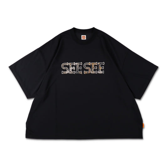【2-3】SEE SEE SUPER BIG FLAT TECH TEE TREE CAMO LOGO【BLACK】