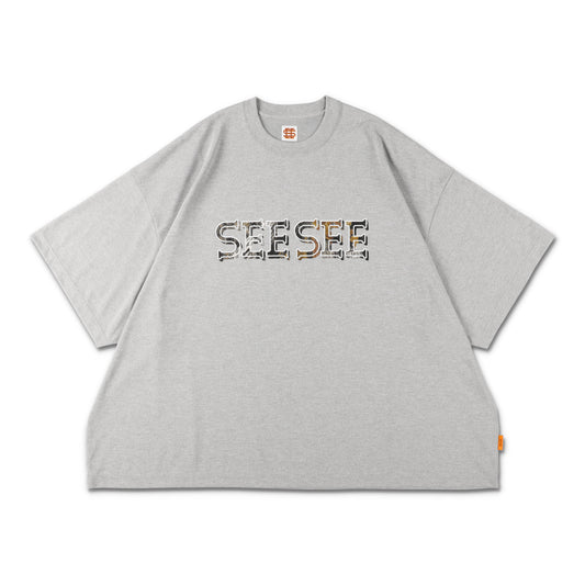 【2-2】SEE SEE SUPER BIG FLAT TECH TEE TREE CAMO LOGO【GREY】