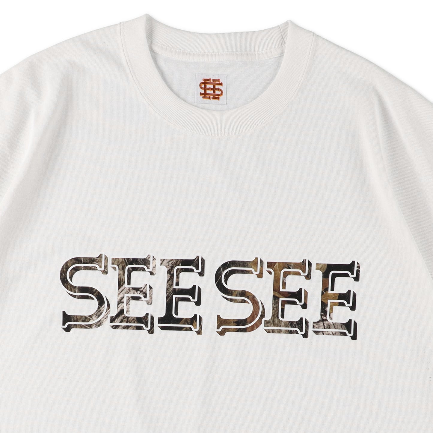 【2-1】SEE SEE SUPER BIG FLAT TECH TEE TREE CAMO LOGO【WHITE】
