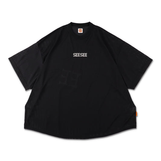 【4-2】SEE SEE SUPER BIG ROUND MESH TEE【BLACK】