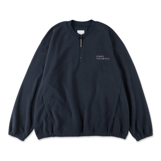 S.F.C FLEECE BASEBALL HALF ZIP JACKET NAVY 正面