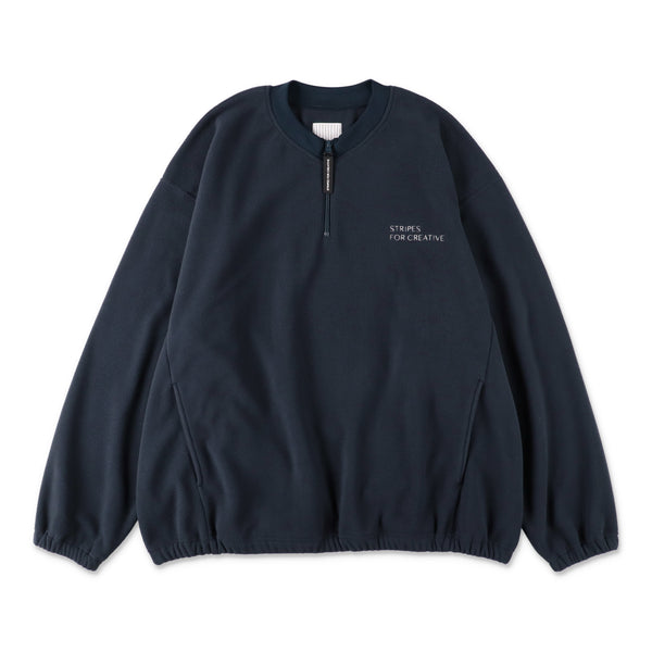 S.F.C FLEECE BASEBALL HALF ZIP JACKET NAVY 正面