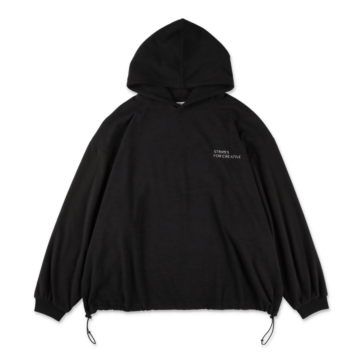 S.F.C FLEECE SUPER BIG HOODY LS TEE W/DRAWSTRINGS BLACK 正面