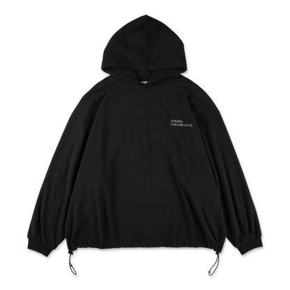 S.F.C FLEECE SUPER BIG HOODY LS TEE W/DRAWSTRINGS BLACK 正面