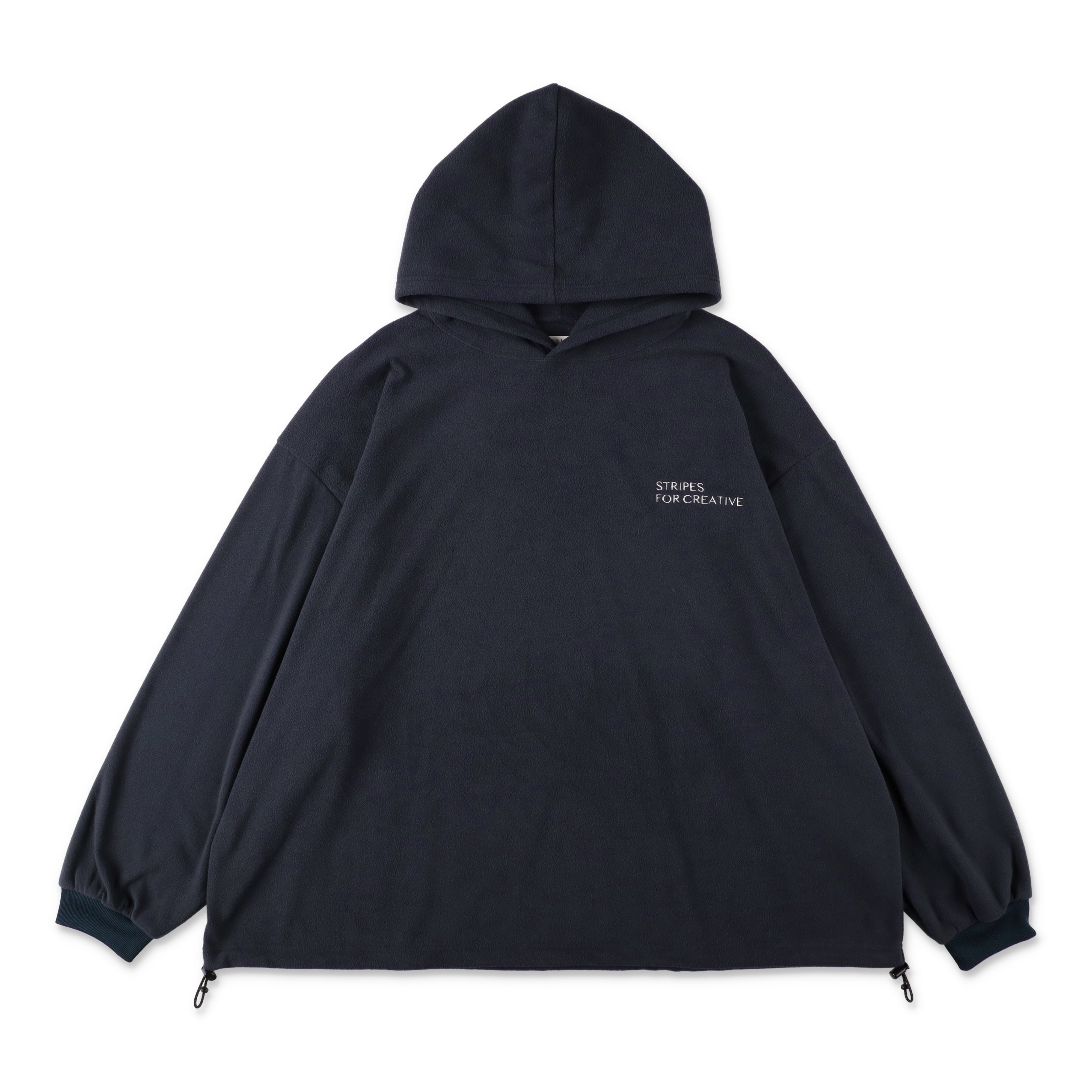 S.F.C FLEECE SUPER BIG HOODY LS TEE W/DRAWSTRINGS - NAVY – STUDY