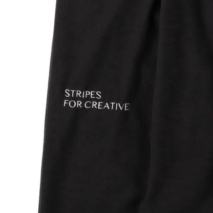 S.F.C  FLEECE WIDE TAPERED EASY PANTS BLACK ロゴ刺繍
