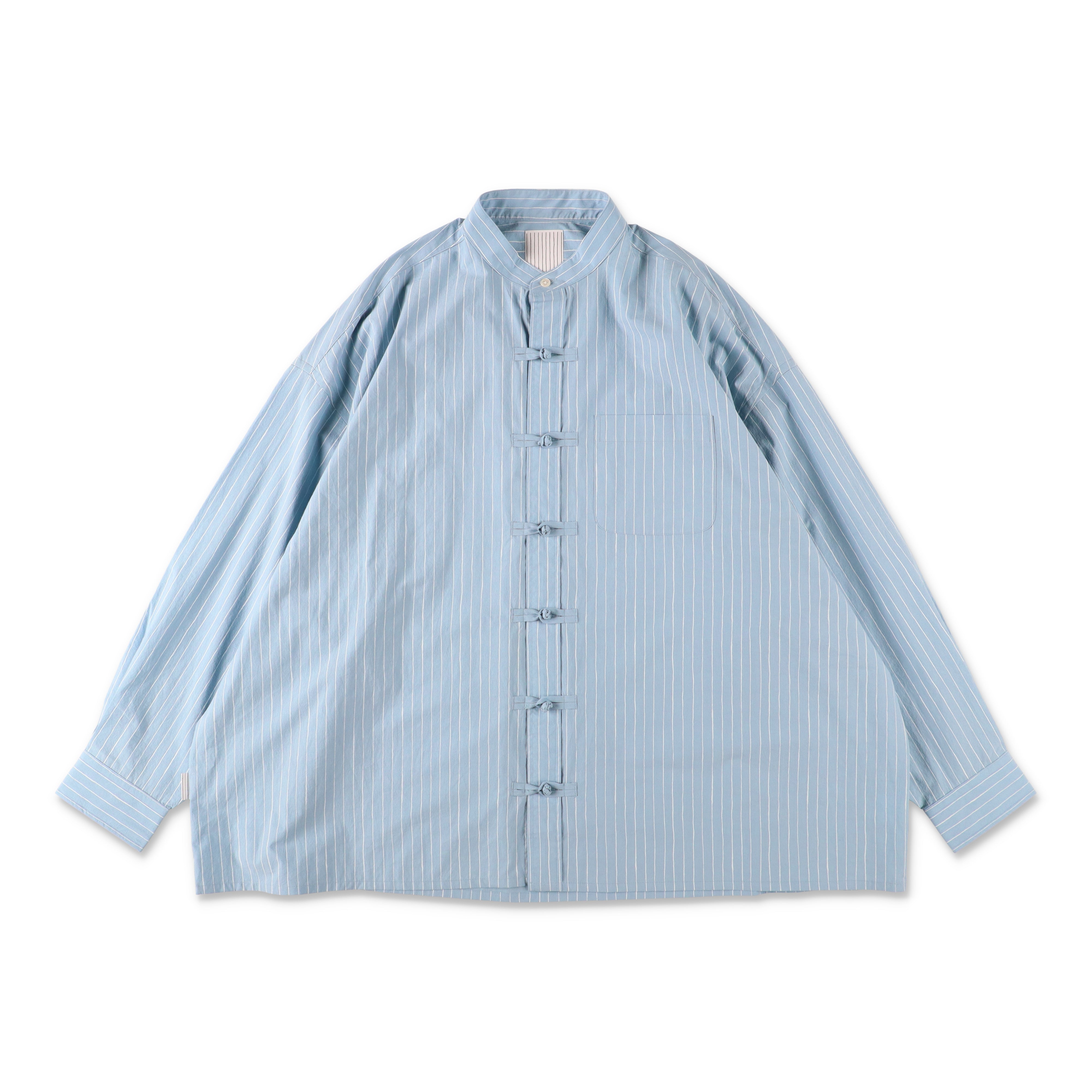 S.F.C COTTON STRIPE KUNG FU SHIRT - Sax – STUDY SHOWROOM STORE